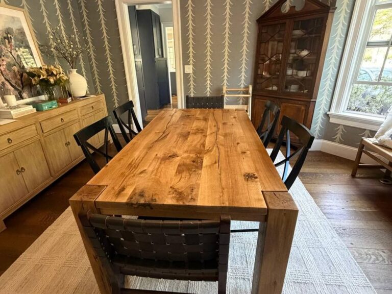 Custom wood dining table built by Reyes Services
